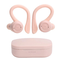 Universal TWS Bluetooth Oreille Crochets Écouteurs Sans Fil Sport dans l'oreille Casque Écouteur avec Boîte de Charge Rose