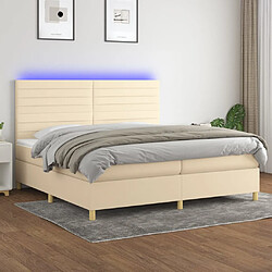 vidaXL Sommier à lattes de lit et matelas et LED Crème 200x200cm Tissu 