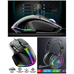 Spirit of Gamer Casque Gamer PRO-H6 LEDS RGB PC/MAC SWITCH PS5 - XBOX SERIES X|S + Souris PRO GAMING PRO-M5 Noire 8 BOUTONS LED RGB 13 EFFETS 12800D