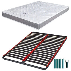 Ebac Matelas mousse + Sommier métal C39 140x190 Morgan - Hauteur 17 cm - Soutien ferme