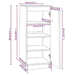 vidaXL Armoire à chaussures Blanc 35x35x80 cm Bois de pin massif pas cher