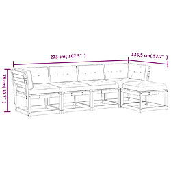 vidaXL Salon de jardin 5 pcs avec coussins bois de pin imprégné pas cher