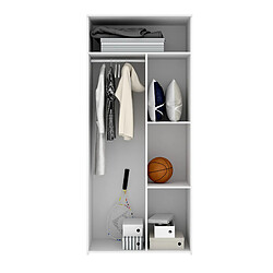 Pegane Armoire, meuble de rangement avec 2 portes coloris chêne naturel, blanc - Longueur 90 x Profondeur 52 x Hauteur 205 cm pas cher