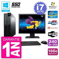 PC Lenovo M82 SFF Ecran 19" i7-3770 RAM 16Go SSD 240Go Graveur DVD Wifi W7 - Occasion