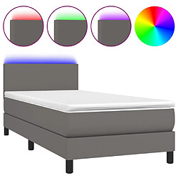 vidaXL Sommier à lattes de lit et matelas et LED Gris 100x200 cm