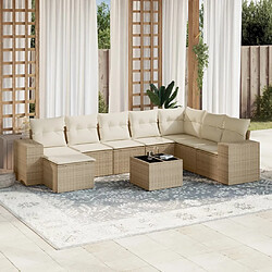 Maison Chic Salon de jardin avec coussins 9 pcs, Ensemble Tables et chaises de jardin, beige résine tressée -GKD551262