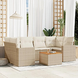 Maison Chic Salon de jardin avec coussins 7 pcs, Ensemble Tables et chaises de jardin, beige résine tressée -GKD405413