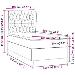 vidaXL Sommier à lattes de lit et matelas Gris clair 100x200cm Velours pas cher