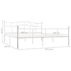 vidaXL Cadre de lit sans matelas blanc métal 180x200 cm pas cher