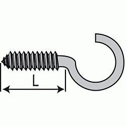 Rawlplug Crochets darmoire vis à bois acier zingué, diamètre 4,5 mm, longueur 30 mm, boîte de 100 crochets