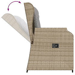 Acheter vidaXL Salon de jardin avec coussins 3 pcs beige résine tressée