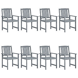 Avis Maison Chic Lot de 8 Chaises de jardin avec coussins | chaises d'extérieur | Fauteuil Relax Bois d'acacia solide Gris -GKD38649