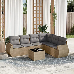 vidaXL Salon de jardin avec coussins 7 pcs beige résine tressée 