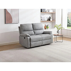 Vente-Unique Canapé 2 places relax électrique en tissu gris clair LUNANO