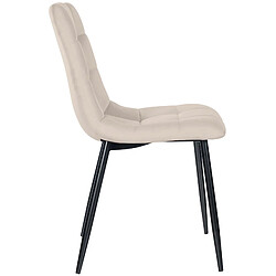 Decoshop26 Chaise de salle à manger x1 coutures forme carrées en velours crème pieds en métal noir 10_0001964