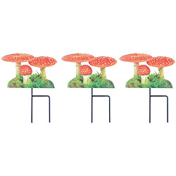 Esschert Design Pique de jardin motif Amanite tue-mouches Lot de 3. Pique de jardin motif Amanite tue-mouches Lot de 3