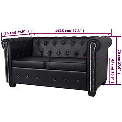 vidaXL Canapé Chesterfield à 2 places cuir synthétique noir pas cher