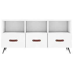 Maison Chic Meuble TV scandinave - Banc TV pour salon blanc 102x36x50 cm bois d'ingénierie -MN38898 pas cher