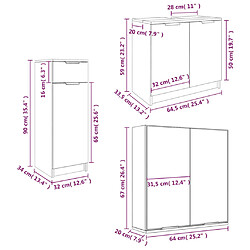 vidaXL Ensemble d'armoires salle de bain 3 pcs blanc bois d'ingénierie pas cher