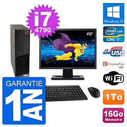 PC Lenovo M83 SFF Ecran 19" Core i7-4790 RAM 16Go Disque Dur 1To Windows 10 Wifi - Occasion