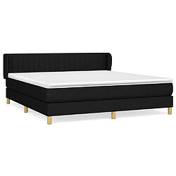 vidaXL Sommier à lattes de lit avec matelas Noir 180x200 cm Tissu