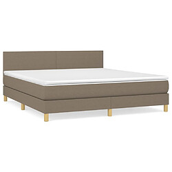 Maison Chic Lit adulte- Lit + matelas,Sommier à lattes de lit avec matelas Taupe 160x200 cm Tissu -GKD22192