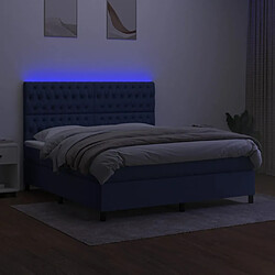 Avis vidaXL Sommier à lattes de lit et matelas et LED Bleu 160x200 cm Tissu