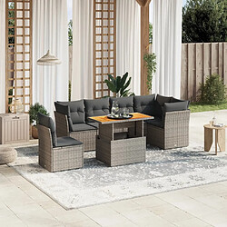 vidaXL Salon de jardin avec coussins 7 pcs gris résine tressée 