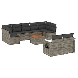 Maison Chic Salon de jardin avec coussins 10 pcs, Ensemble Tables et chaises de jardin, gris résine tressée -GKD933760