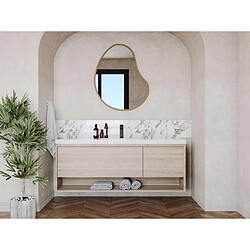 Vente-Unique Meuble de salle de bain suspendu simple vasque coloris naturel clair avec robinet - 150 cm - PUJUKA 