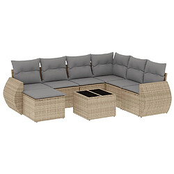 vidaXL Salon de jardin avec coussins 8 pcs beige résine tressée