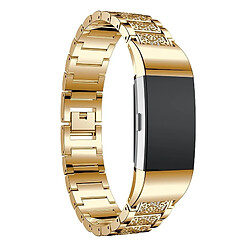 Wewoo Bracelet pour montre connectée en acier inoxydable serti de diamants Fitbit Charge 2 or 