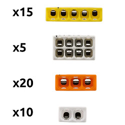 Lot de 50 bornes S2273 - Connexion rapide - 2/3/5/8 conducteurs - fils rigides 2.5mm² - Wago