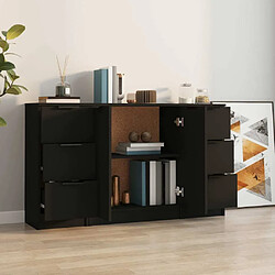 Avis Maison Chic Lot de 3 Commode Buffet - Meuble de rangements noir bois d'ingénierie -GKD95750