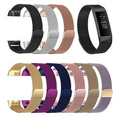 Wewoo Bracelet pour montre connectée Dragonne magnétique en acier inoxydable FITBIT Charge 3Taille Petite187x18mm Bleu pas cher