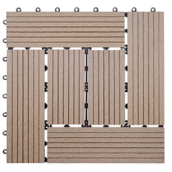 Decoshop26 Carrelage de sol WPC balcon terrasse aspect bois 11 pièces 30x30cm 1m² décalage en teckn04_0005444