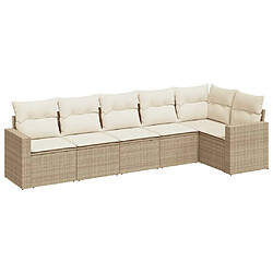 vidaXL Salon de jardin avec coussins 6 pcs beige résine tressée