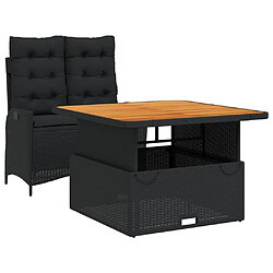 Maison Chic Ensemble à manger d'extérieur 2 pcs avec coussins,Salon de jardin,Mobilier de jardin noir résine tressée -GKD150392