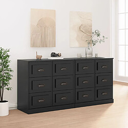 Maison Chic Ensemble de 2 Buffets,commode,console pour rangement noir bois d'ingénierie -MN20750