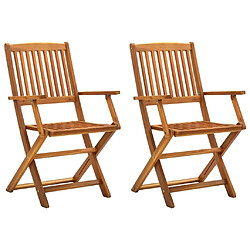 Maison Chic Lot de 2 Chaises pliables d'extérieur| Chaises Relax de jardin Bois d'acacia solide -GKD35847