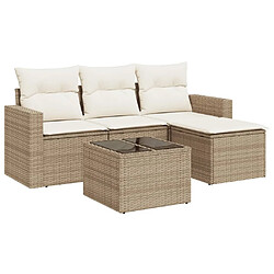 Maison Chic Salon de jardin avec coussins 5 pcs | Ensemble de Table et chaises | Mobilier d'Extérieur beige résine tressée -GKD15310