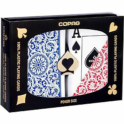 copag 1546 Design cartes A jouer 100 % plastique, Poker Size Jumbo Index RougeBleu Double Deck Set