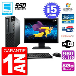 PC Lenovo M82 SFF Ecran 27" i5-2400 RAM 8Go SSD 960Go Graveur DVD Wifi W7 · Occasion 