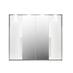 Vente-Unique Armoire 2 portes - Avec miroir et LEDs - L255 cm - Blanc - INGINA