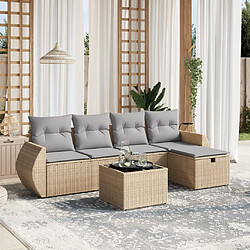 vidaXL Salon de jardin avec coussins 6pcs mélange beige résine tressée 