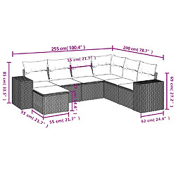 Avis vidaXL Salon de jardin avec coussins 7 pcs gris clair résine tressée