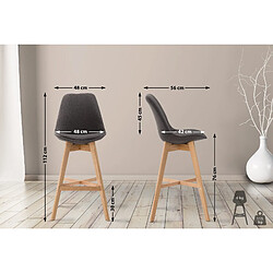 Non Lot de 2 tabourets de bar Cannes tissu naturel