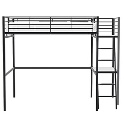 Cstore OXFORD - lit mezzanine avec bureau en métal époxy noir sommier inclus 140x190 cm