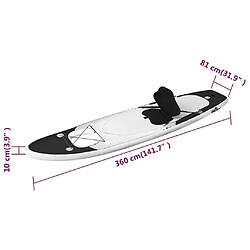 vidaXL Ensemble de planche SUP gonflable noir 360x81x10 cm pas cher