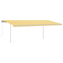 Maison Chic Auvent automatique | Store banne extérieur | Marquise capteur de vent et LED 6x3,5m Jaune et blanc -MN78355